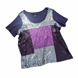 Denim 24/7 Purple and Silver Sequin Tee, Size 1X